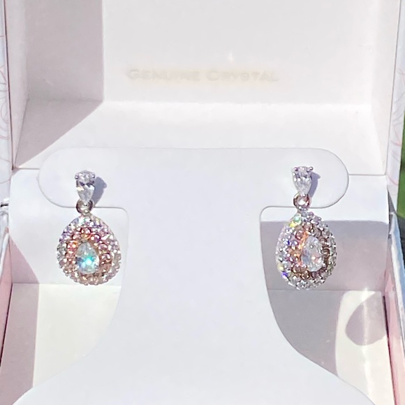 Genuine Crystal gold plated silver drop earrings Kohl’s Chrystina Rose - Picture 16 of 16